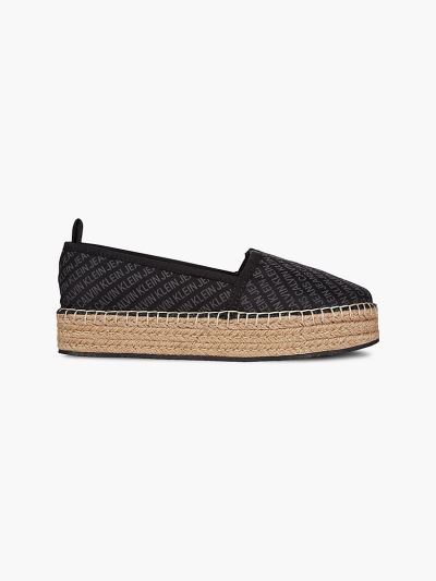 Calvin Klein Cipők HU477805 | Calvin Klein Logo Platform Női Espadrilles Fekete